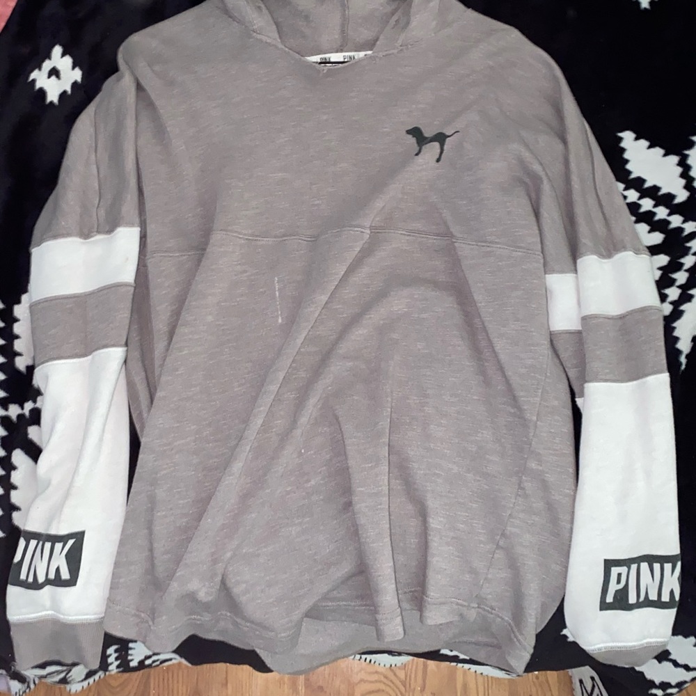 victoia secret grey and white hoodie